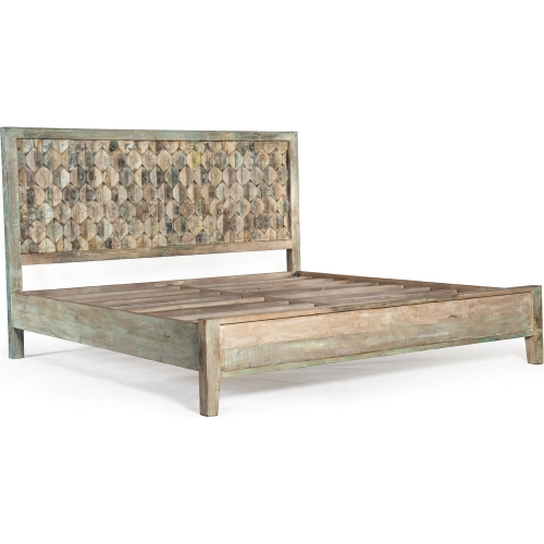 Cordoba King Bed in Vintage Teal Blue Reclaimed Teak